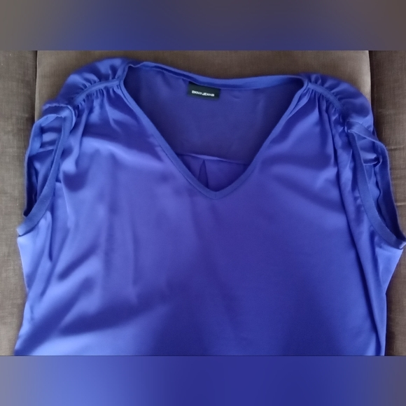 DKNY Purple Ruched Sleeveless Top L - Picture 4 of 5